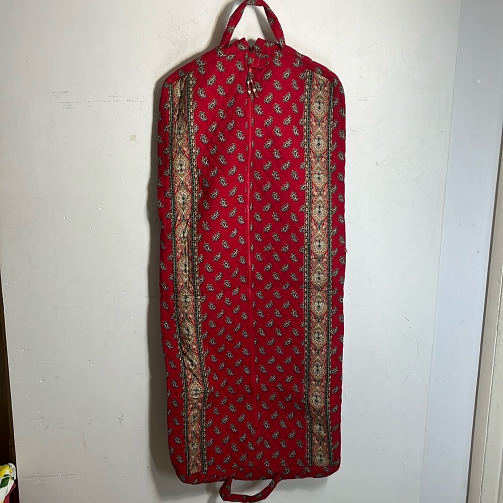 Vera Bradley Red and Green Quilted Travel Garment Bag Retired Print